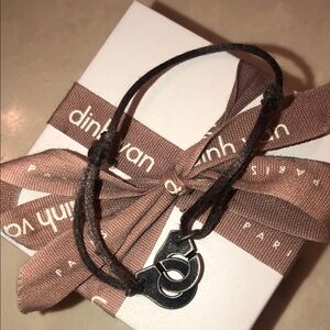 Dinh Van Brown Cord Bracelet with Cuff Charm
